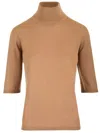 Max Mara Cecina Turtleneck Wool Knit Top In Gold