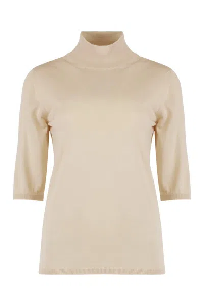 Max Mara Cecina Virgin Wool Turtleneck Sweater In Neutral