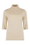 Max Mara Cecina Virgin Wool Turtleneck Sweater In Neutral