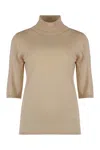 Max Mara Cecina Virgin Wool Turtleneck Sweater In Beige