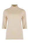 Max Mara Cecina Virgin Wool Turtleneck Sweater In Beige