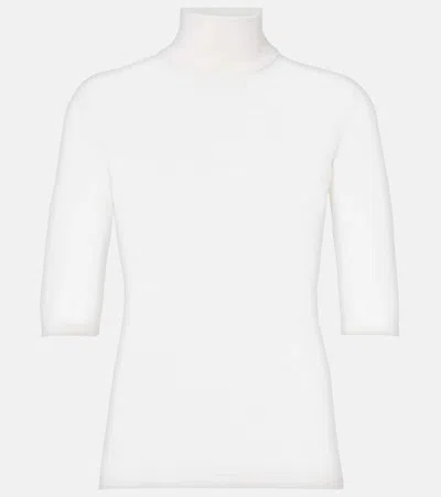 Max Mara Cecina Virgin Wool Turtleneck Sweater In White