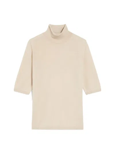 Max Mara Cecina Wool Knit Turtleneck Jumper In Beige