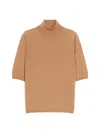 Max Mara Cecina Turtleneck Wool Knit Top In Brown