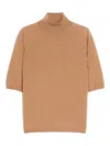 Max Mara Cecina Turtleneck Wool Knit Top In Camel