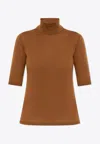 Max Mara Cecina Wool Knit Turtleneck Sweater In Brown
