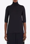 Max Mara Cecina Wool Knit Turtleneck Top In Black