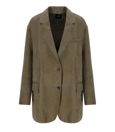 Max Mara Cedro Brown Single-breasted Blazer In Gray
