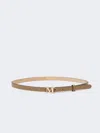 Max Mara Slim Monogram Leather Belt Adjustable Size In Yellow