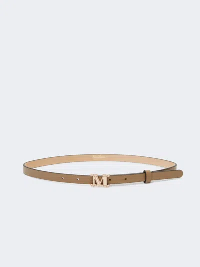 Max Mara Ceinture En Cuir Avec Monogramme In Brown