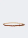 Max Mara Slim Monogram Leather Belt Adjustable Size In Brown