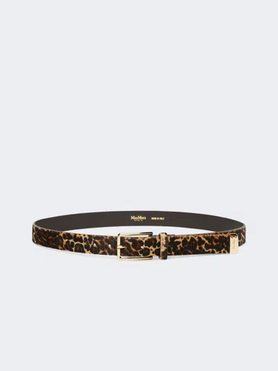 Max Mara Ceinture En Poil De Veau À Imprimé Léopard In Brown