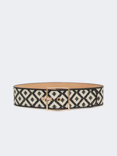 Max Mara Ceinture Haute En Tissu Effet Raphia In Gray