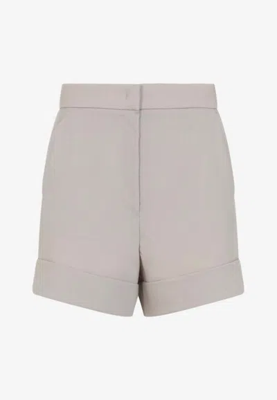 Max Mara Celebre Turn-up Mini Shorts In Gray