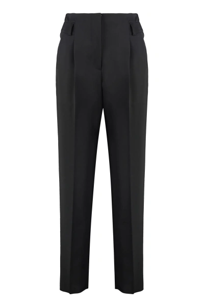Max Mara Celtico Wool Tapered-fit Trousers In Nero