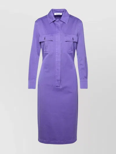 Max Mara 'cennare' Cotton Dress Featuring Pockets In Purple