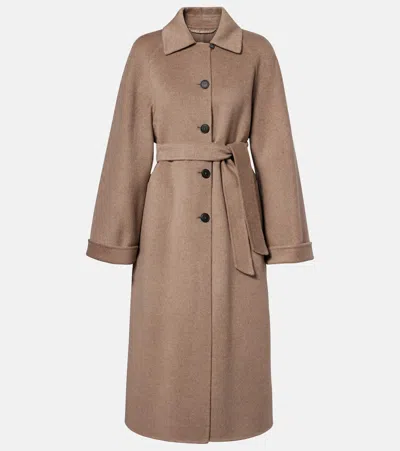 Max Mara Centro Belted Cashmere Coat In Brown