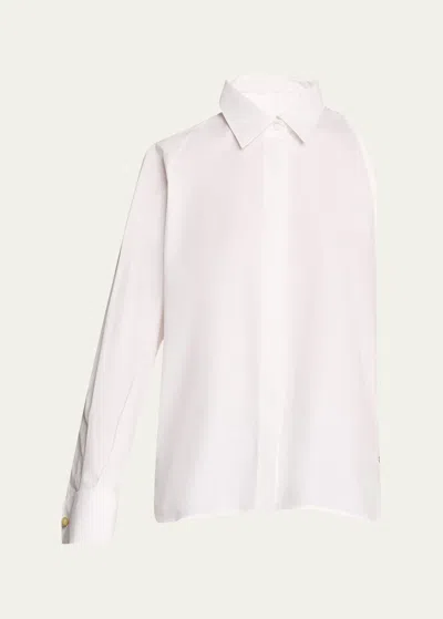 Max Mara Centro One-sleeve Button Down Blouse In White