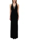 Max Mara Sophisticated Evening Dress With Deep V-neckline And Embellished Back In Black