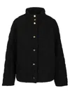 Max Mara Cerchio Cotton Wool Blend Boucle' Puffer Jacket Coats Black In Black