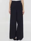 Max Mara High Waist Wide Leg Trousers In Blu Marino