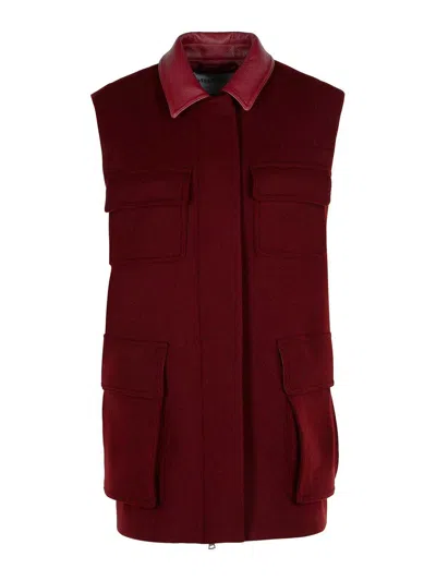 Max Mara Aeroso 1234 Long Vest In Alpaca And Cachemire In Red