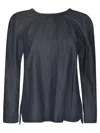 Max Mara Long-sleeved Chambray Top In Blue