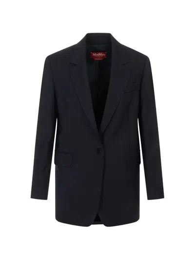 Max Mara Chamonix Single-breasted Buttoned Blazer In Blue