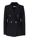 Max Mara Albero Double-breasted Wool-blend Seersucker Blazer In Blue