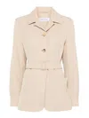 Max Mara Jacket Belted Patch Pockets In Beige
