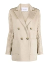 Max Mara Double-breasted Wool Cashmere Casual Jacket In Beige