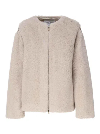 Max Mara Panno Jacket In Teddy Fabric In Beige