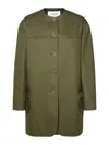 Max Mara Shirt-style Round-collar Casual Jacket In Verde