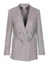 Max Mara Double Breasted Blazer In Gray