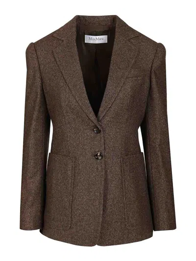 Max Mara Wool Tweed Jacket In Brown