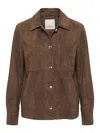 Max Mara Suede Patch-pocket Jacket In Brown