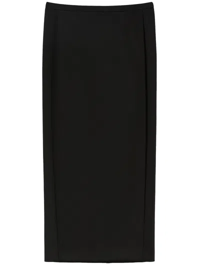 Max Mara Charm High-waisted Skirt With Back Slit In Black
