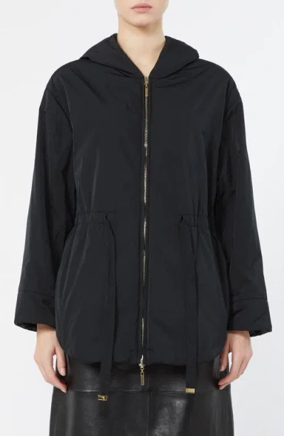 Max Mara Charme Water Repellent Hooded Jacket In Black