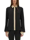 Max Mara Block Design Long Sleeve Shirt In Black