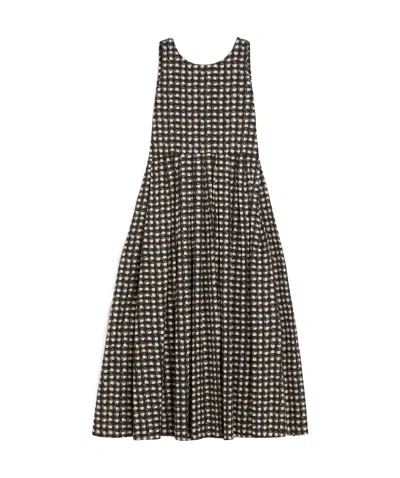 Max Mara Check Cotton Dress In Black