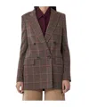 Max Mara Check Double-breasted Blazer In Brown