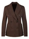Max Mara Check Double-breasted Blazer In Brown