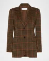 Max Mara Mxmgalgosce Houndstooth Wool And Cotton-blend Blazer In Tobacco