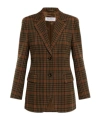 Max Mara Check Wool-blend Single-breasted Jacket In Brown