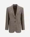 Max Mara Checked Pattern Wool Blazer In Brown