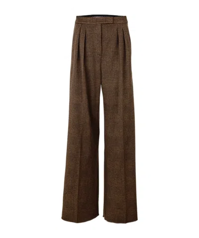 Max Mara Checked Wide-leg Casual Pants In Brown