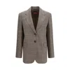 Max Mara Checked Pattern Wool Blazer In Brown