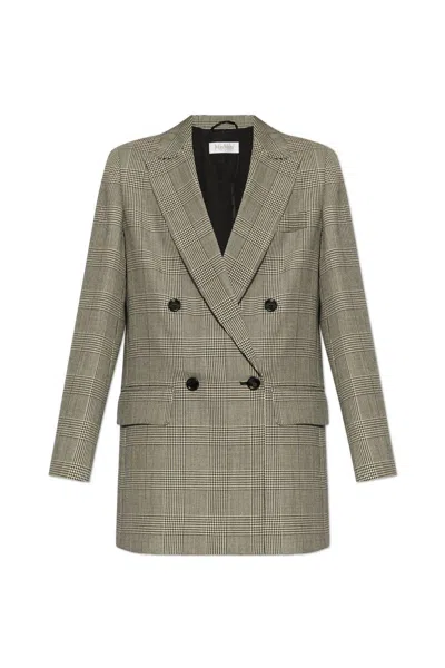 Max Mara Checkered Double-breasted Jacket In Multi