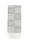 Max Mara Checkered Monogram Scarf In Gray