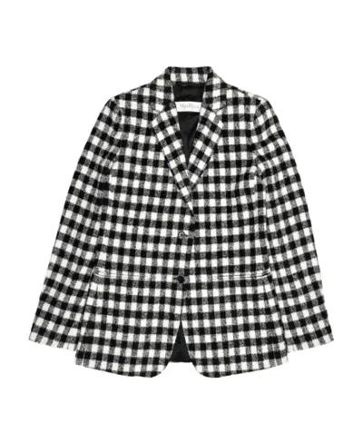 Max Mara Checkered Suit Jacket In Black